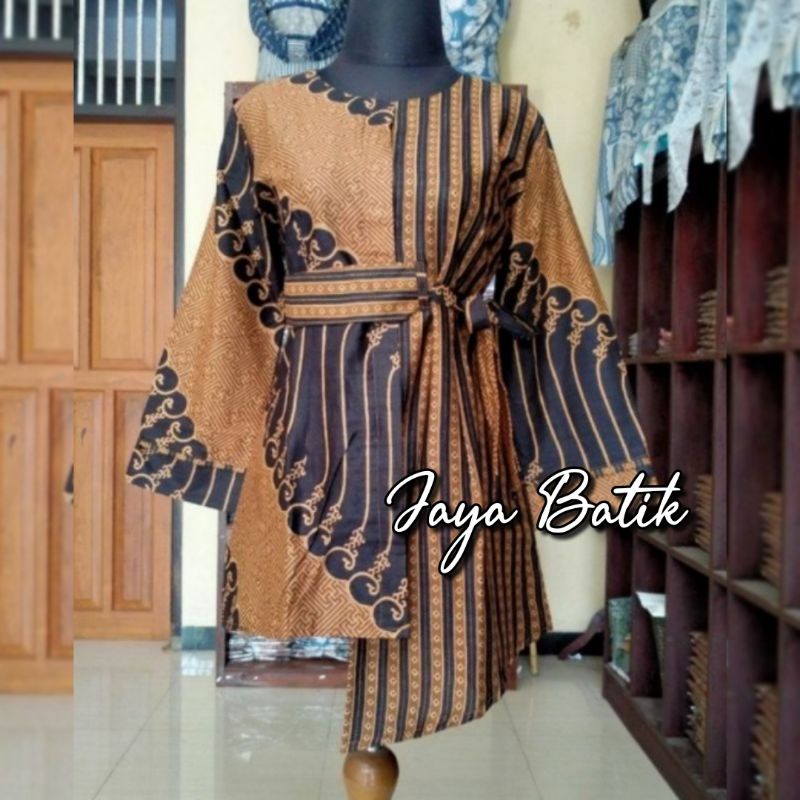 tey-17 Batik wanita ASJ SA HRB026 Kenongo Kemeja Tosca Pendek-Seno Genji