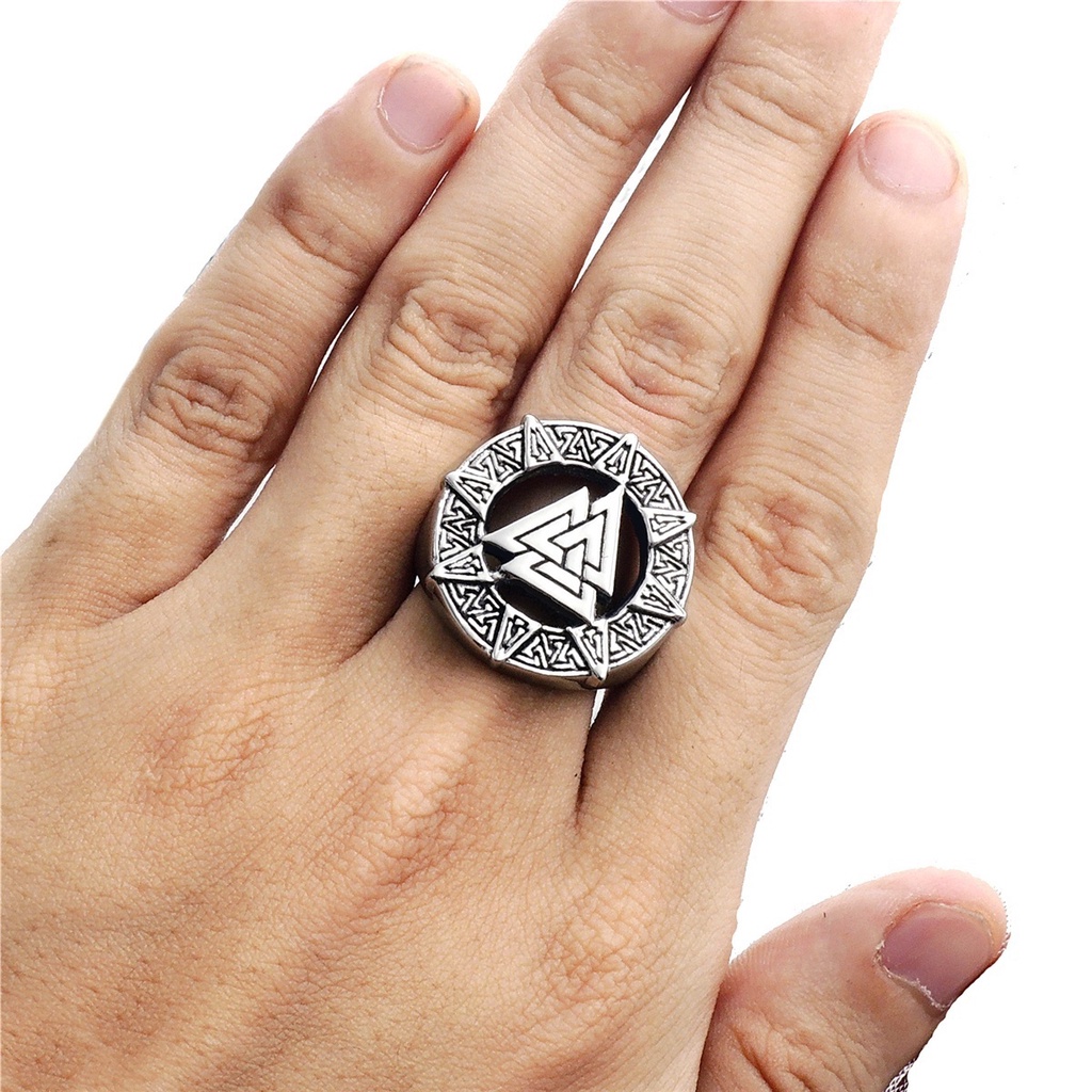 Vintage Odin Symbol Norse Viking Mens Boys Stainless Steel Biker Ring Fashion Jewelry