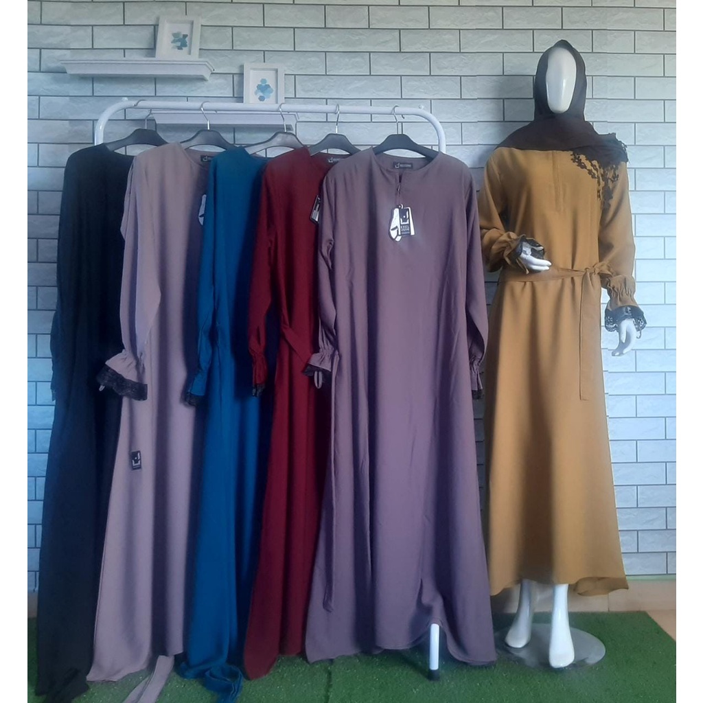 GAMIS YORIS TANGAN RENDA RUMAYYA DRESS EXSLUSIVE  ORIGINAL ANNASIHAH/COD/abaya renda hitam