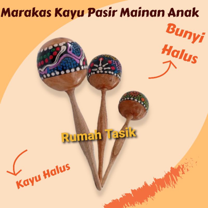 Alat Musik Anak Tradisional Marakas Kayu Bunyi Halus Promo Rumah Tasik