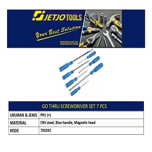 Obeng Set 7 Pcs JETJO TOOLS 701032 / Go Thru Screwdriver Set LAKONI PRO