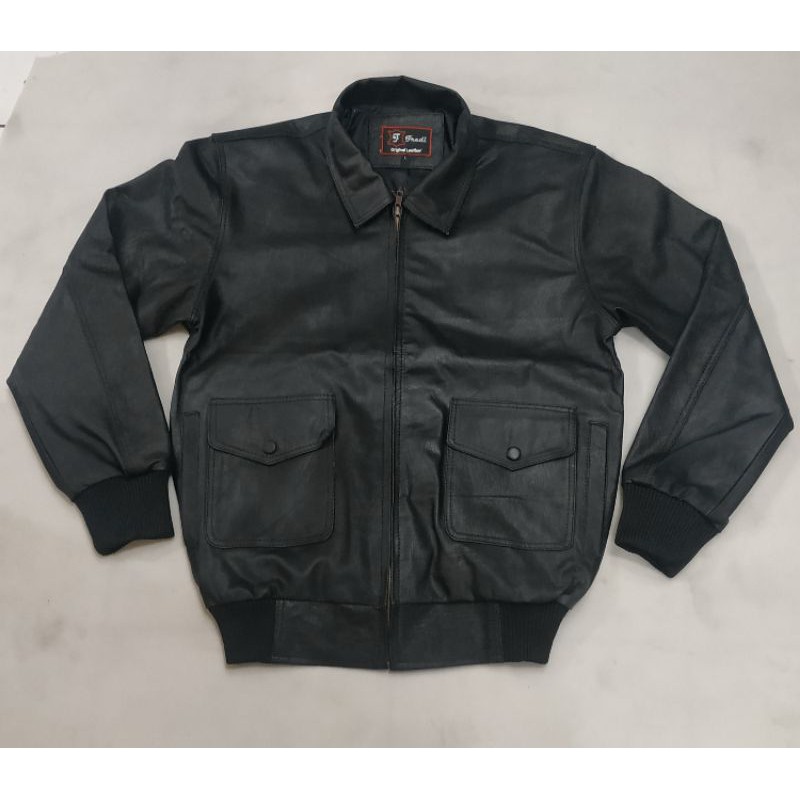 Jeket pria kulit asli kambing model pilot