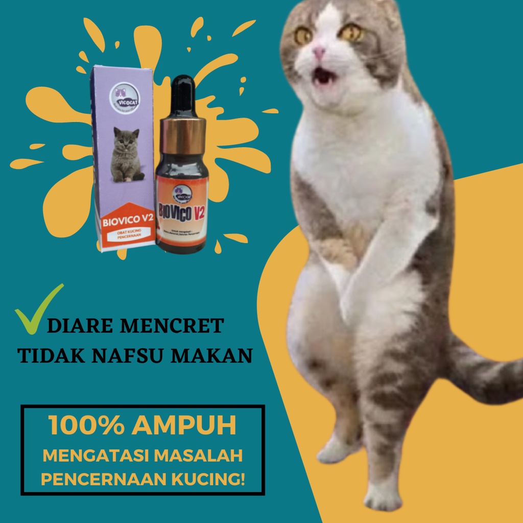 Obat Diare Mencret Kucing BIOVICO V2 Antibiotik Kitten Ampuh Atasi Muntah Pup Obat Cair BAB Masalah Pencernaan Kucing