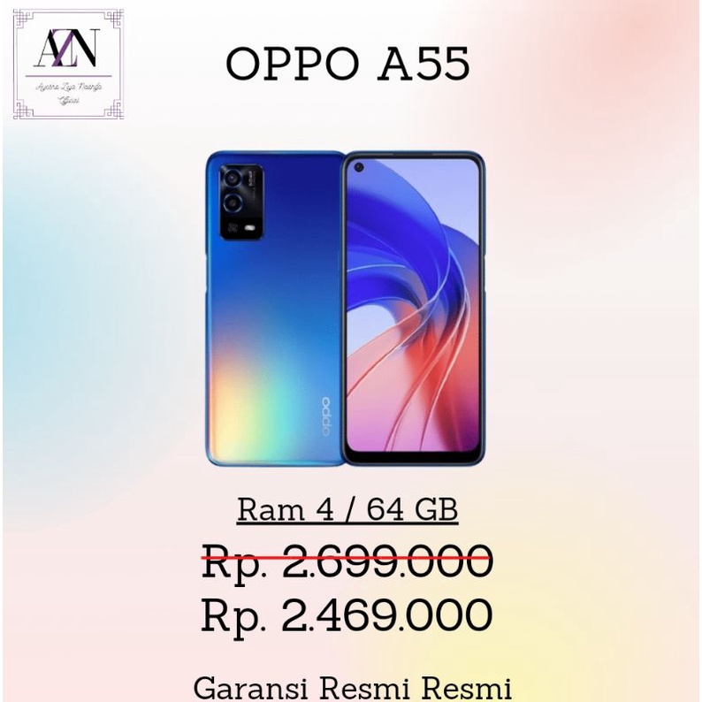 HANDPHONE OPPO A55 RAM 4 / 64 GB GARANSI RESMI INTERNASIONAL | HP TERLARIS