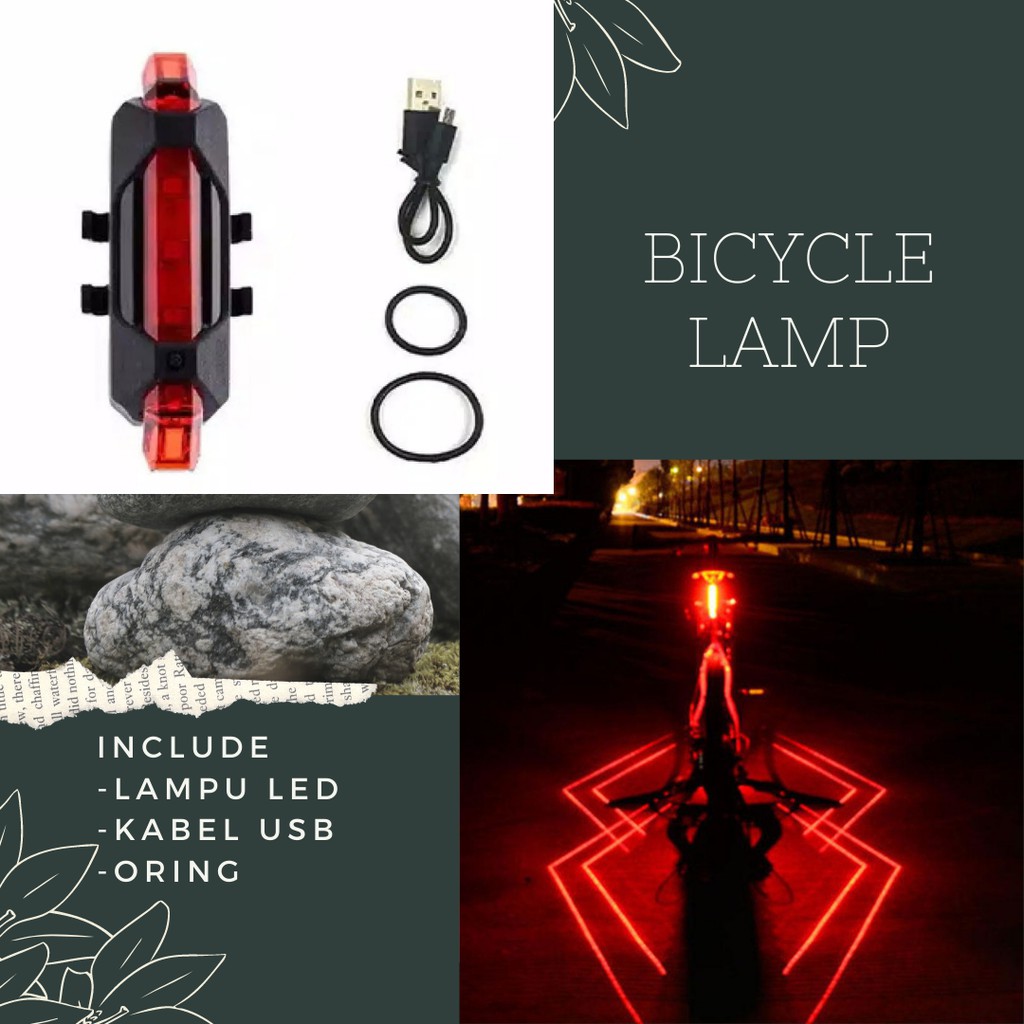 LAMPU SEPEDA USB DEPAN / BELAKANG - ANTI AIR