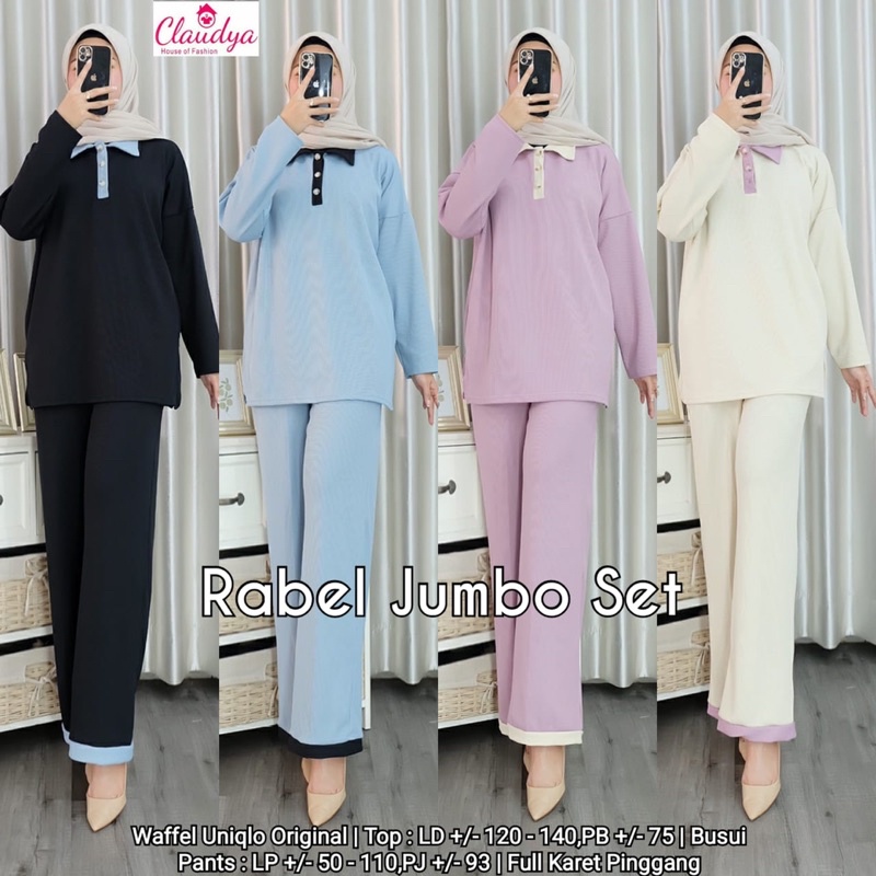 RABEL JUMBO SET ORIGINAL BY CLAUDYA • SETELAN KAOS WAFFEL UNIQLO DAN CELANA KULOT