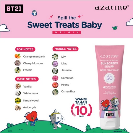 ❤️READY❤️TERLARIS❤️Azarine x BT21 Body Guard Moisturizer Sunscreen Serum 100ml SPF 50 PA++++ II Body Sarver Moisturizer