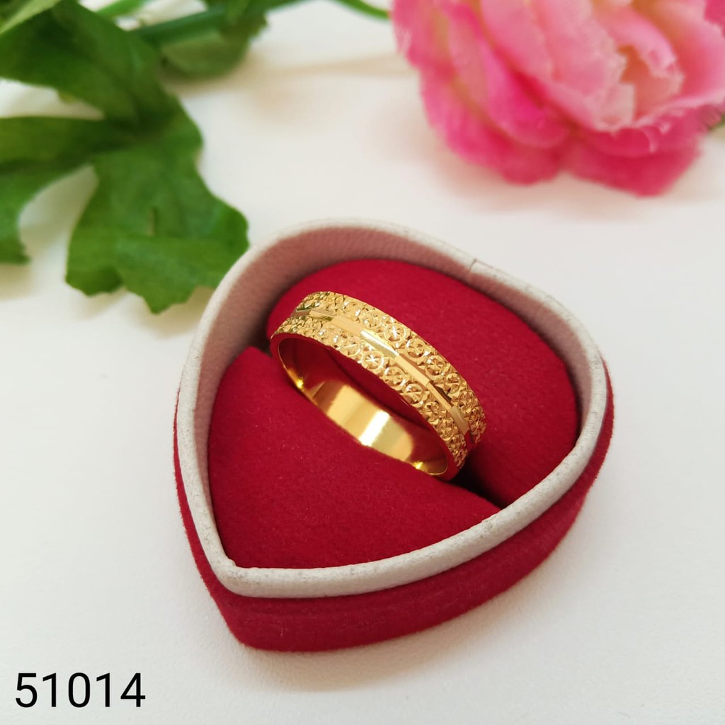 51014 Cincin Polos Xuping Lapis Emas 24karat Ukir Tiara Jewelry