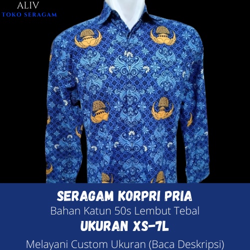 Seragam Korpri Pria Model Terbaru Ukuran XS-7L Katun 50s Premium