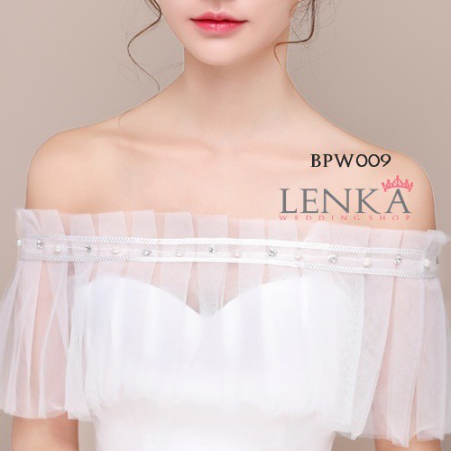 [PALING LARIS] WEDDING BOLERO PESTA PERNIKAHAN LACE SABRINA PUTIH WANITA BPW009