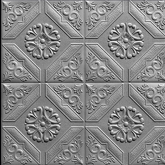 【WR】WALLPAPER 3D FOAM MOTIF BATIK WALLSTICKER WALL STIKER-Palace silver gray