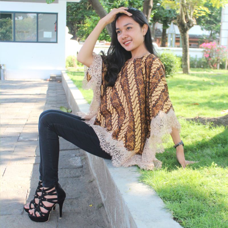 Outer batik brukat renda kekinian