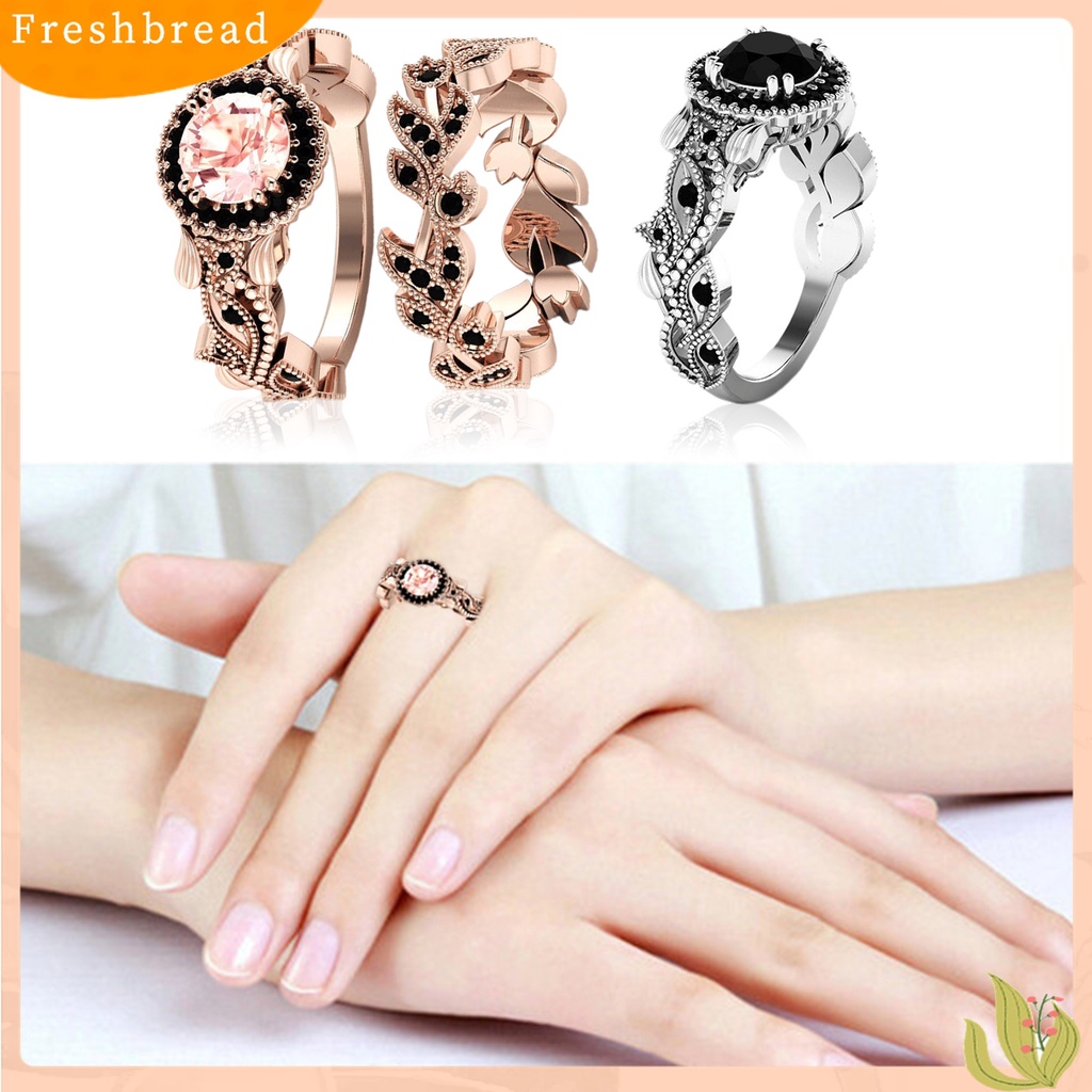 Terlaris 2Pcs/Set Fashion Flower Leaf Rhinestone Women Wedding Ring Jewelry Accessories