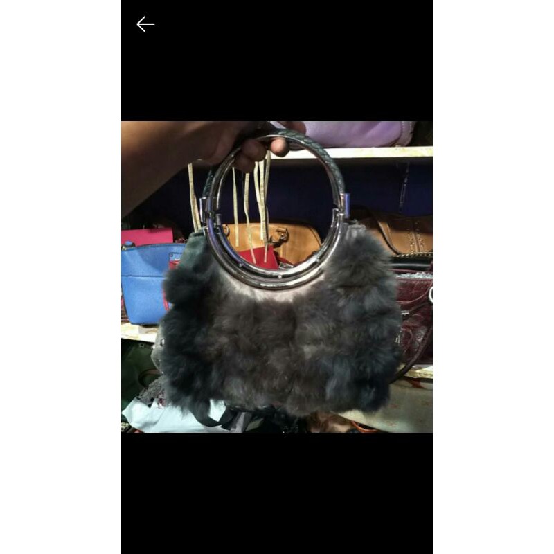 tas bulu + ck putih  preloved