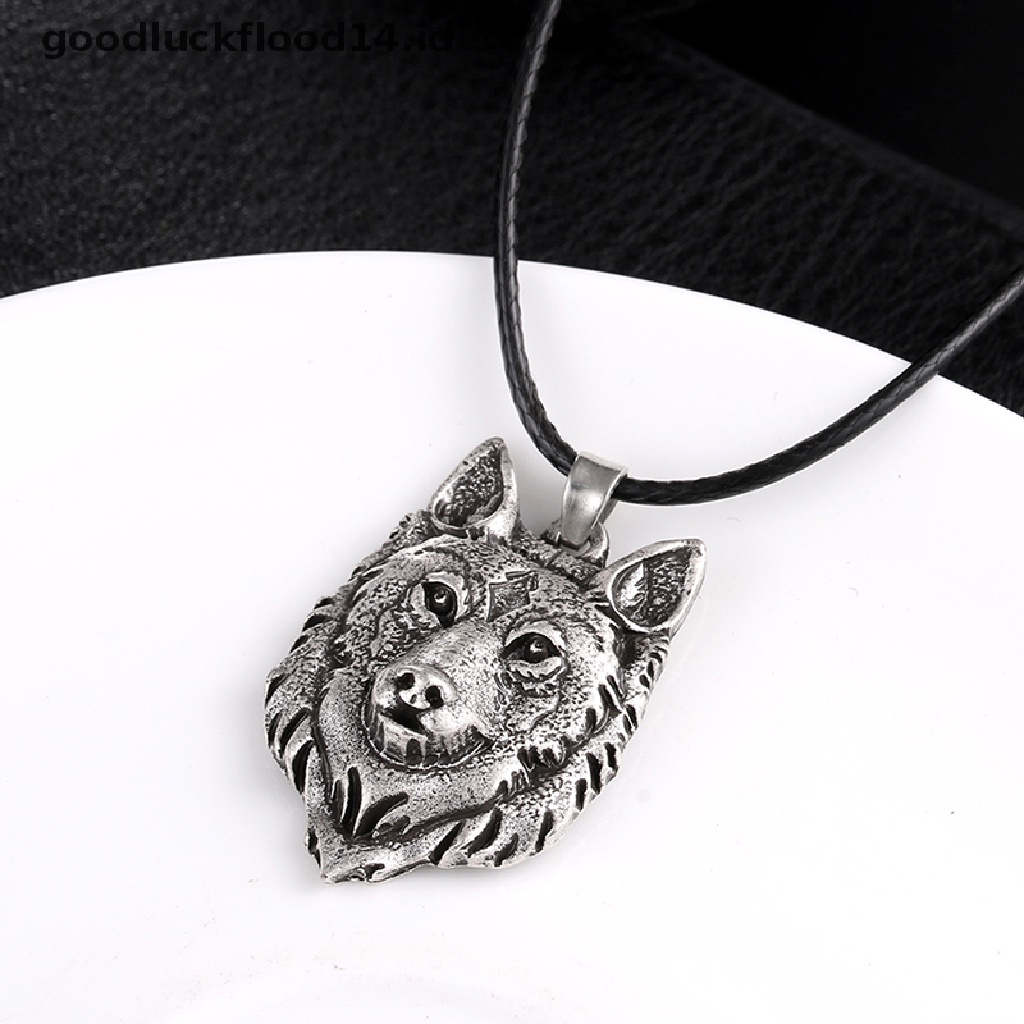 [OOID] Tibetan Silver Wolf Head Pendant Necklace Amulet Animal Viking Men Gift Jewelry ID