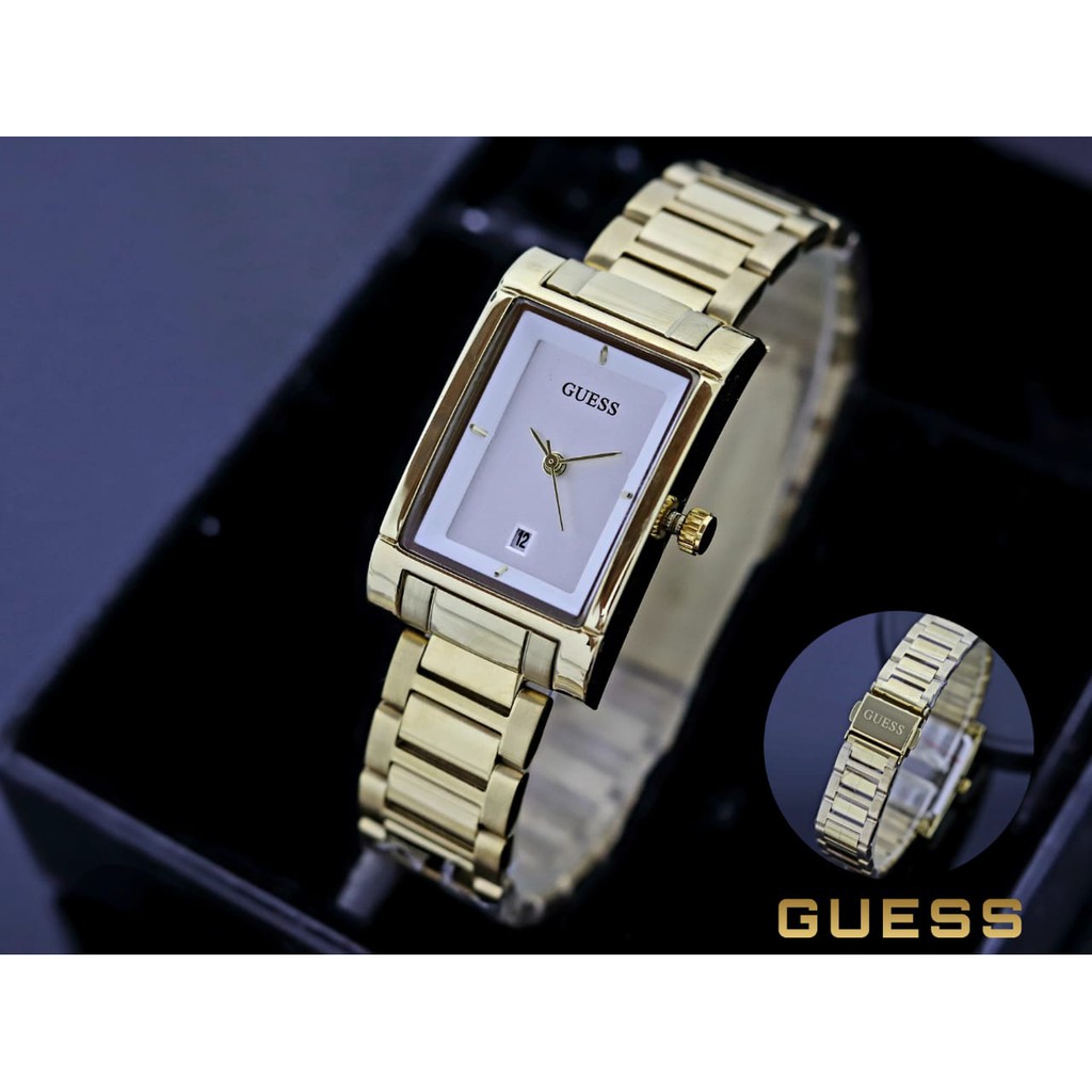 Grosir Jam Tangan Wanita Guess Tanggal Aktif Model Kotak Free Box dan Baterai Cadangan - COD