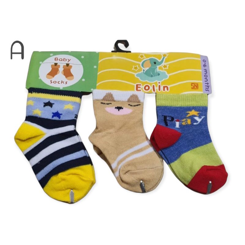 Eolin baby socks 3in1 / kaos kaki bayi 3pc