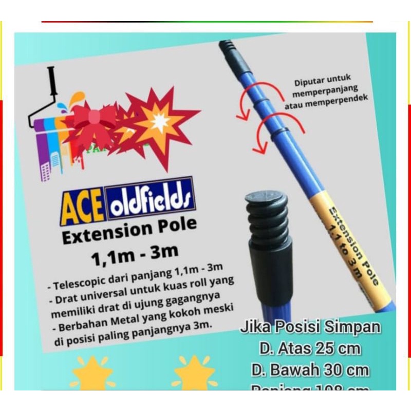 Roller Extension Pole Tongkat Penyambung Rol Tongkat Cat ACE Oldfields