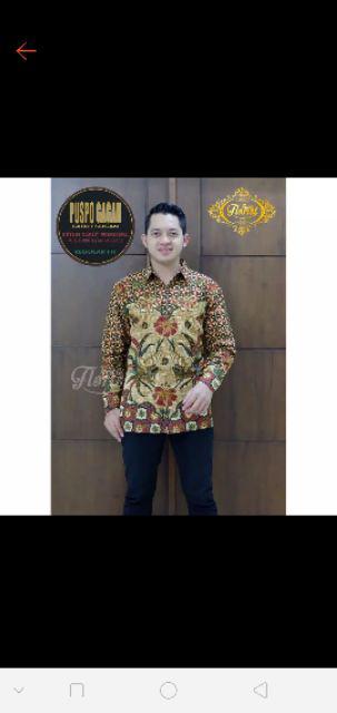 Puspo Gagah Cabut Sogan Kemeja Batik Pria Katun Cabut Primisima Full Furing