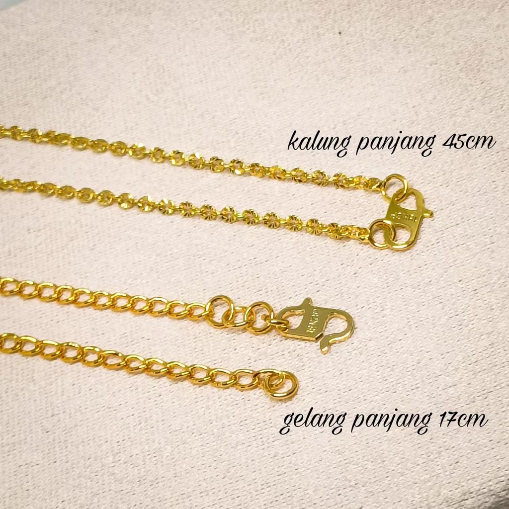 satu set gelang+kalung dan Liontin+cincin kendari gold 24K perhiasan hadiah bunga