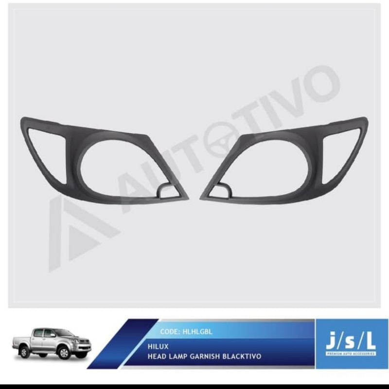 Garnish lampu depan Hilux/ head lamp garnish Hitam &amp; Chrome jsl