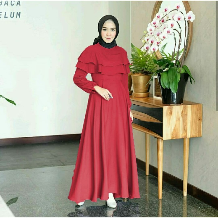 Premium-Busana Muslim-Maxi claudi merah marun mustard dusty dan mint gamis dres muslim
