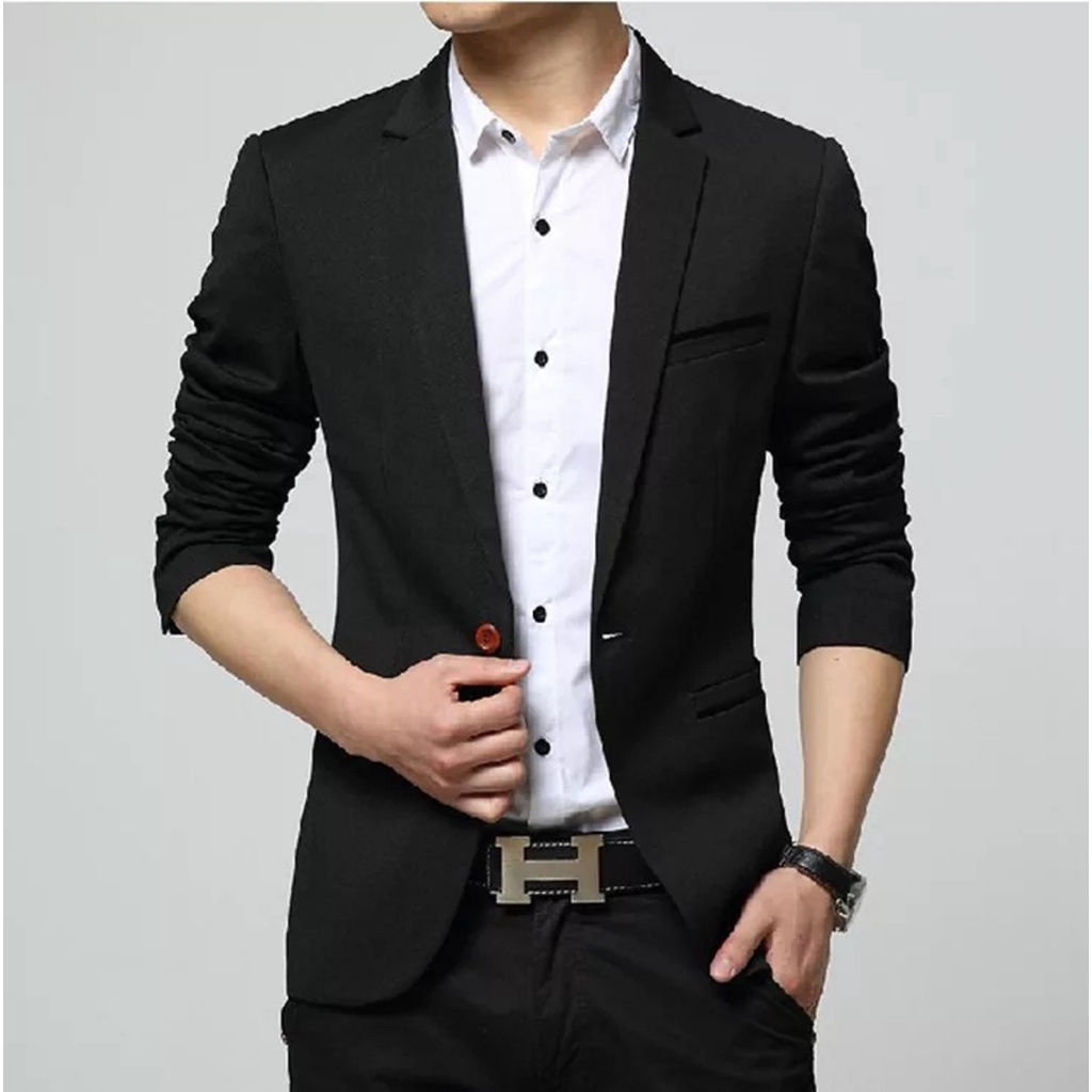 BLAZER FORMAL SLIMFIT WARNA HITAM PRIA NEW HALFTONE BLACK ORIGINAL NIKAYU TERBARU FREE ONGKIR