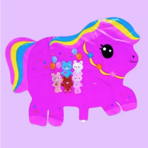 1pack KUDA PONI PELANGI (BALON GAS/FOIL/TERBANG/KARAKTER )