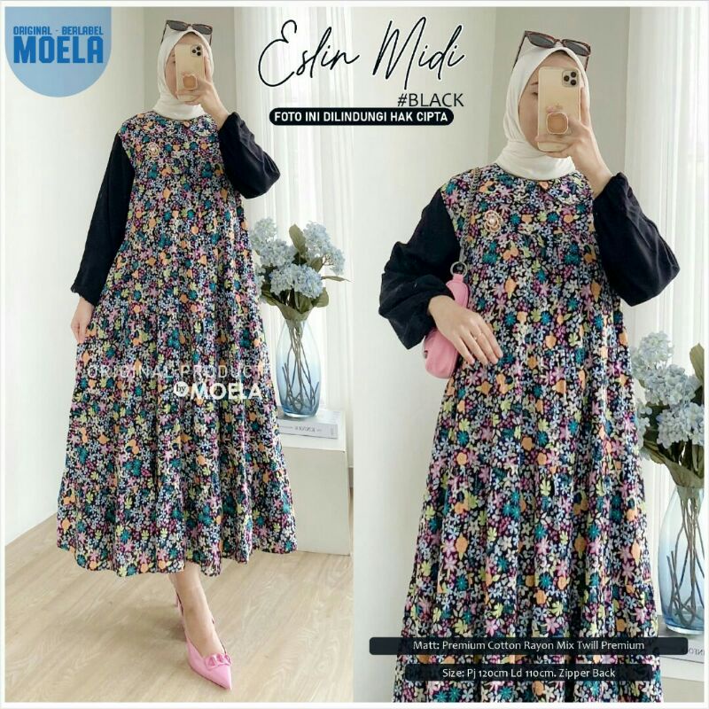 ESLIN, TAHCI, TUTUA, TIMI, KiSBI,TIGEA, MACIDA,KIMI  MIDI Dress Ori by Moela