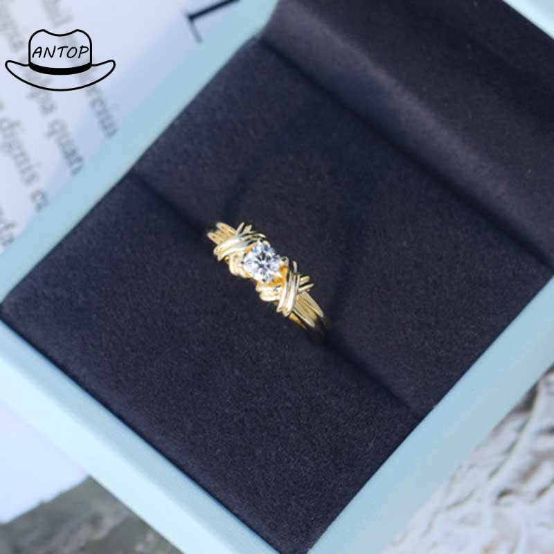 Baru Eropa Dan Amerika Retro Kristal Cincin Berlian Cincin Titanium Perhiasan Fashion ANTOP