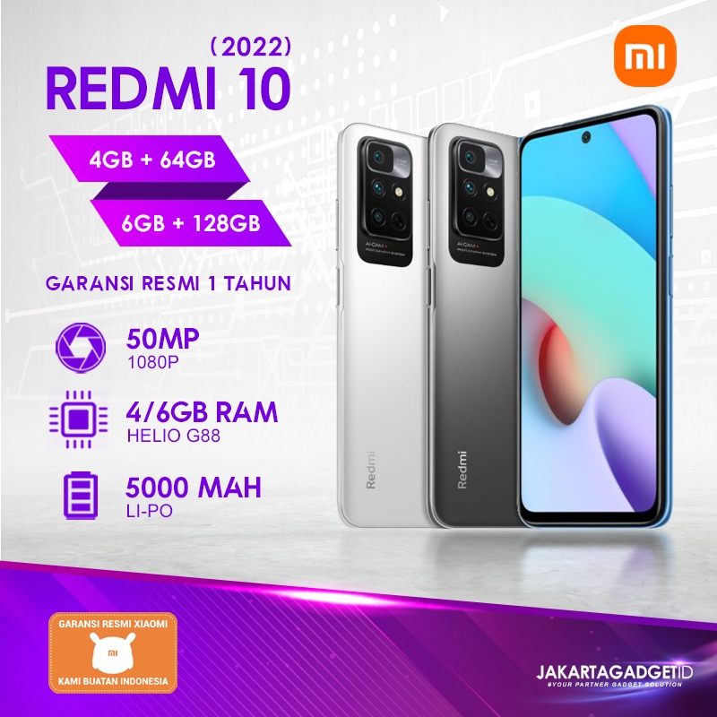 Redmi 10 2022 4GB+64GB / 6GB+128GB Garansi Resmi Xiaomi 1 Tahun