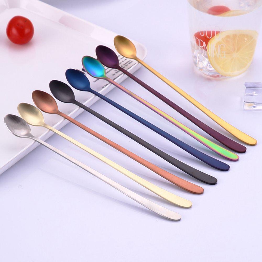 [Elegan] Sendok Aduk Stainless Steel Colorful Es Krim Kopi Dessert Tableware