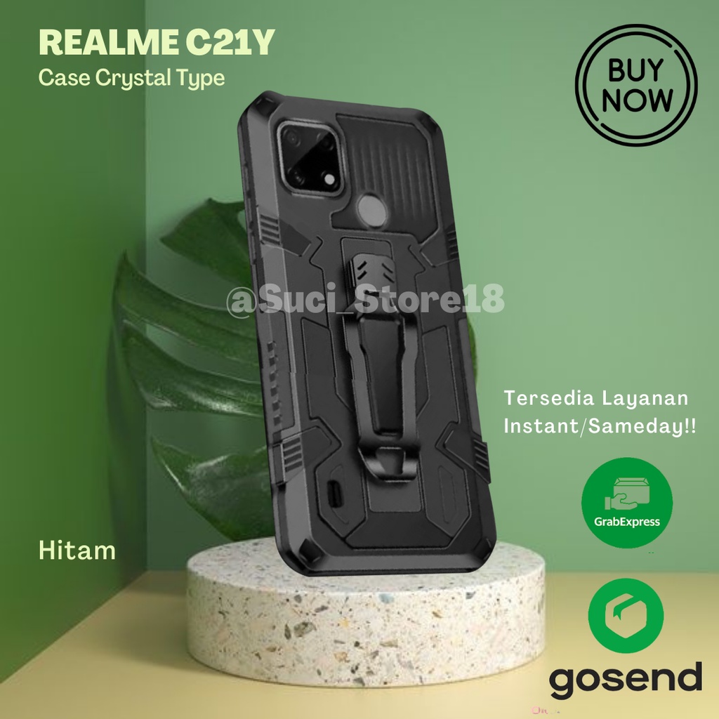 Hard Case Robot I Crystal Realme C21Y Kickstand Standing Robot