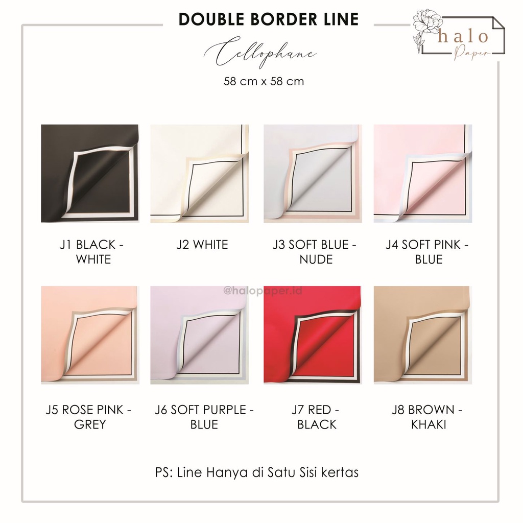 

(1 Lembar) DOUBLE BORDER LINE - FLOWER WRAPPING PAPER/ KERTAS CELLOPHANE / ONE SIDED DOUBLE BORDER LINE CELLOPHANE PAPER