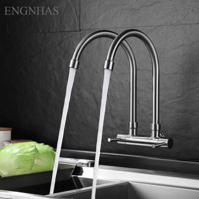 Kran air sink double dapur stainless 304 angsa FV24-Keran air wastafel stenlis cuci piring 2 lubang sink minimalis /G01