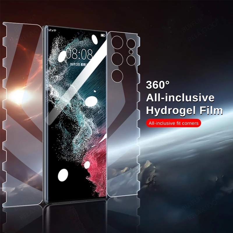 Film Pelindung Layar Lembut Anti Gores / Air 360 Derajat° Pelindung Layar Hydrogel Full Coverage HD Untuk Samsung Galaxy S22 / S22 Plus / S22 Ultra