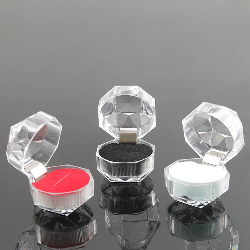 Mini 2 Colors Options Jewelry Package Ring Earring Box Acrylic Transparent Wedding Packaging Jewelry Box