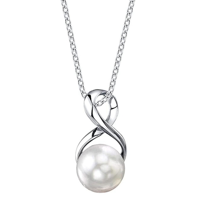 Fashion Design Simulated Pearl Women's Necklace Romantic Bridal Wedding Pendant Neck High Quality Silver Color Jewelry