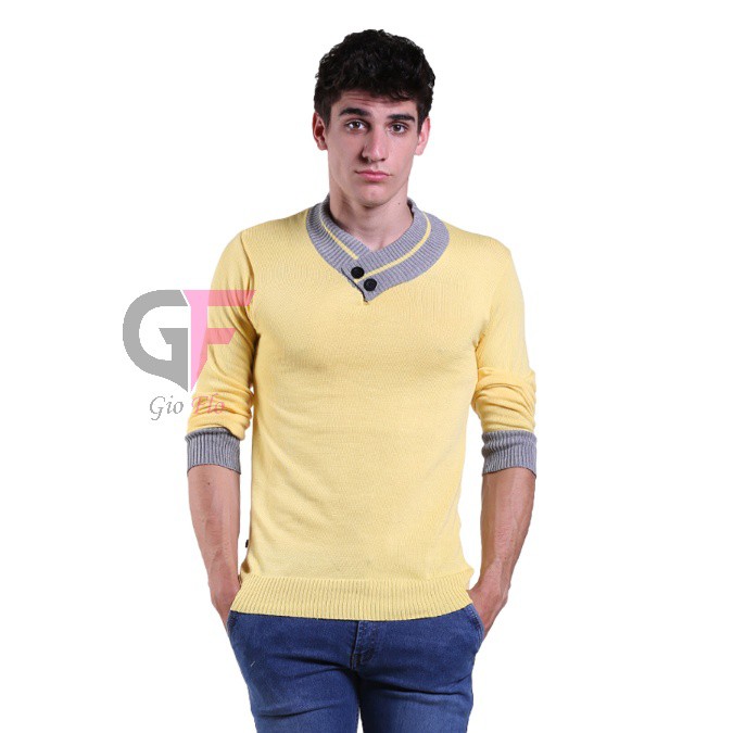 GIOFLO Sweater Distro Pria Rajut Polos Kuning / SWE 990