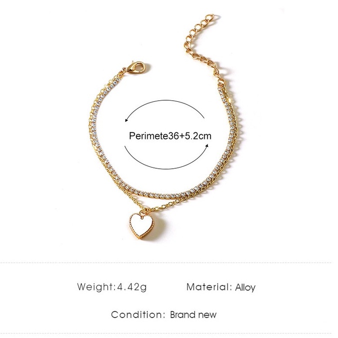 Gelang Mutiara Rantai Hati Double Layer Cantik Fashion Korea Aksesoris Dalika