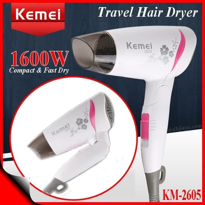 KEMEI 2605 TRAVEL HAIR DRYER BLOW HAIRDRYER LIPAT BLOWER KM KM2605