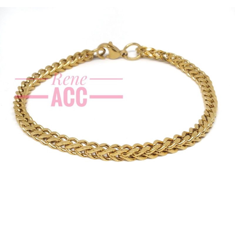 Gelang Titanium Wanita  Emas Gold Rantai Tumpuk