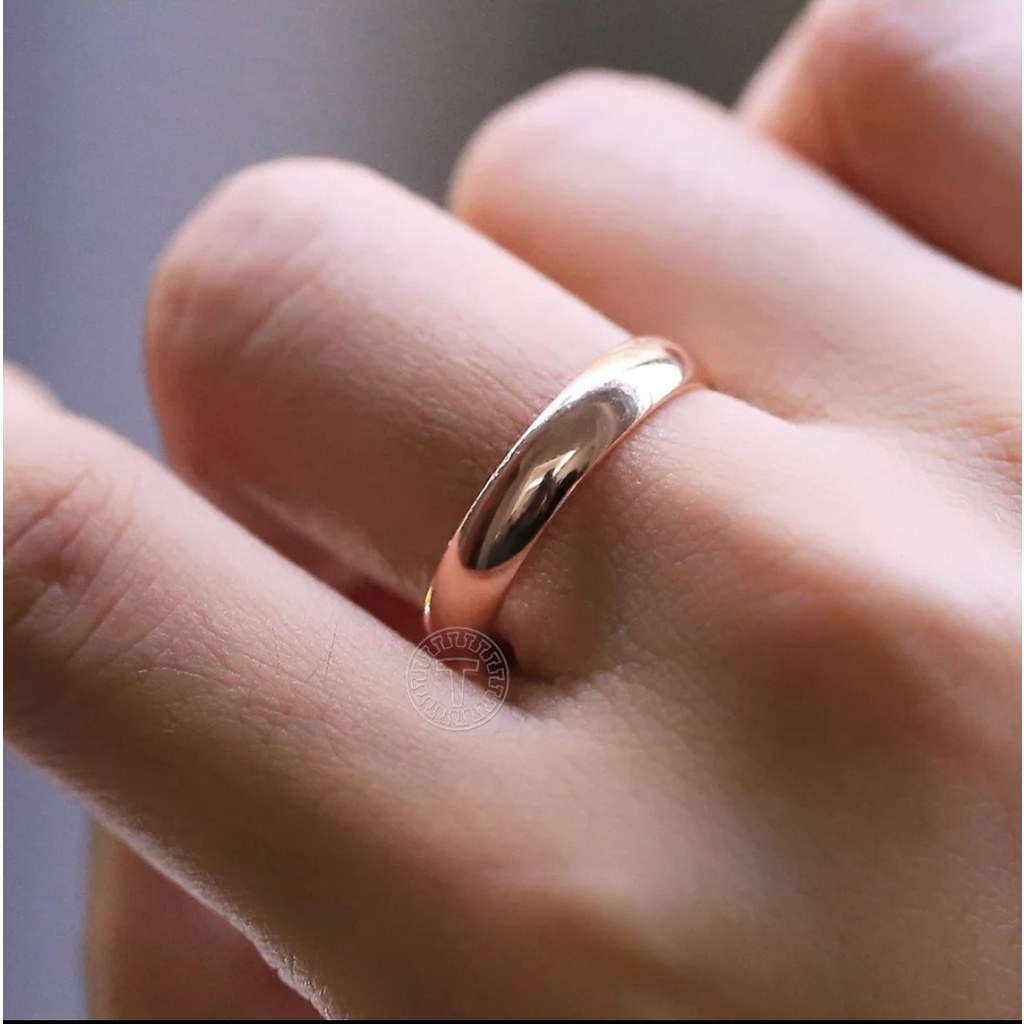 Cincin 3mm, 4mm, 5mm Untuk Wanita dan Pria Model Klasik Sederhana Polos Membulat Warna Rose Gold, Gold, Silver dan Hitamr