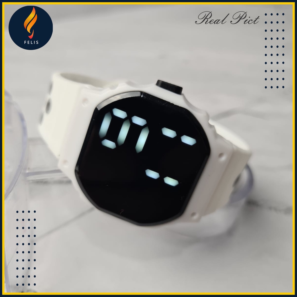 JAM Tangan Pria Wanita Digital Anti Air Trend Terbaru 2021 Jam Tangan Cewek Casual Main Kecil Elegan Murah F020-Digital New Putih