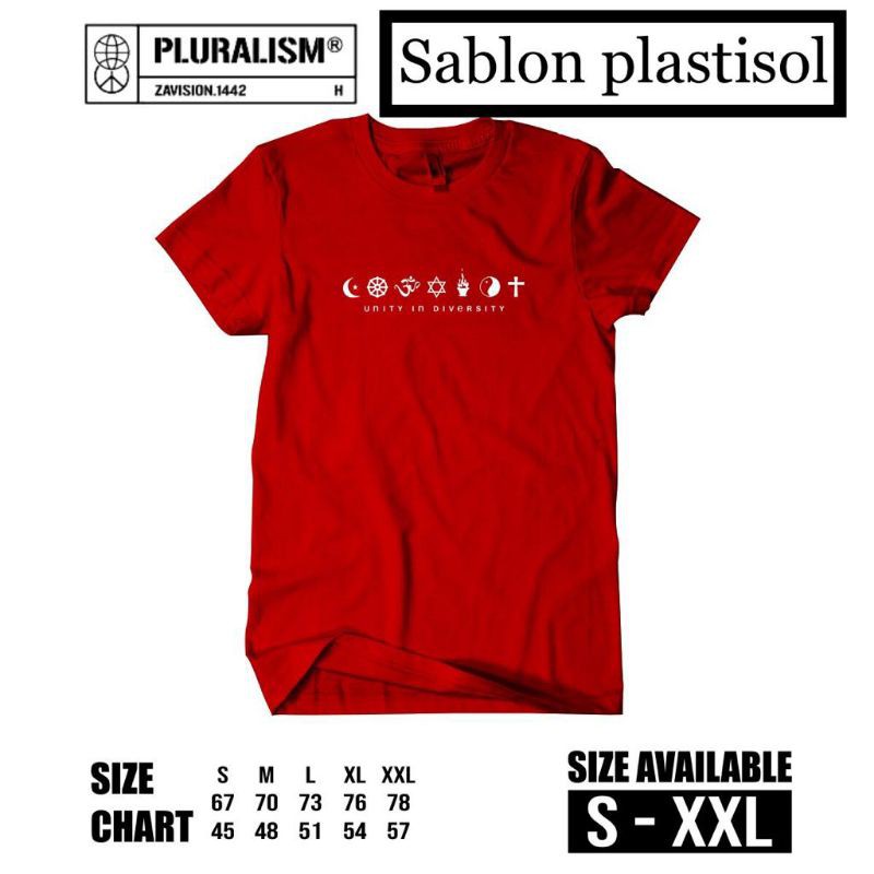 KAOS PLURALISME DISTRO PRIA/WANITA,100% Bahan Cotton Combed 30s Terbaru dan Termurah