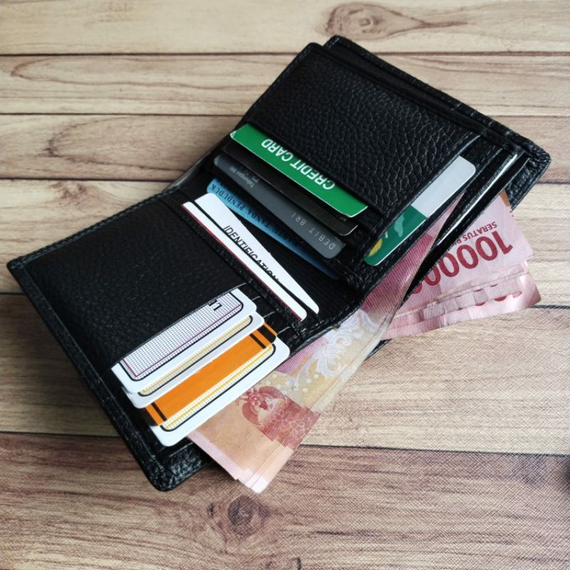 Dompet Asli Kulit Lipat Buku/Dompet Casual Tiga Dimensi Polos Kulit Asli