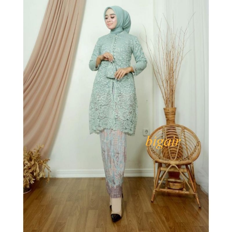 KEBAYA MODERN SETELAN KEBAYA BROKAT KANCING DEPAN/KEBAYA TUNIK BROKAT/KEBAYA PESTA/KEBAYA WISUDA//KEBAYA BROKAT  KANCING SERIBU JUMBO 3L BY BA
