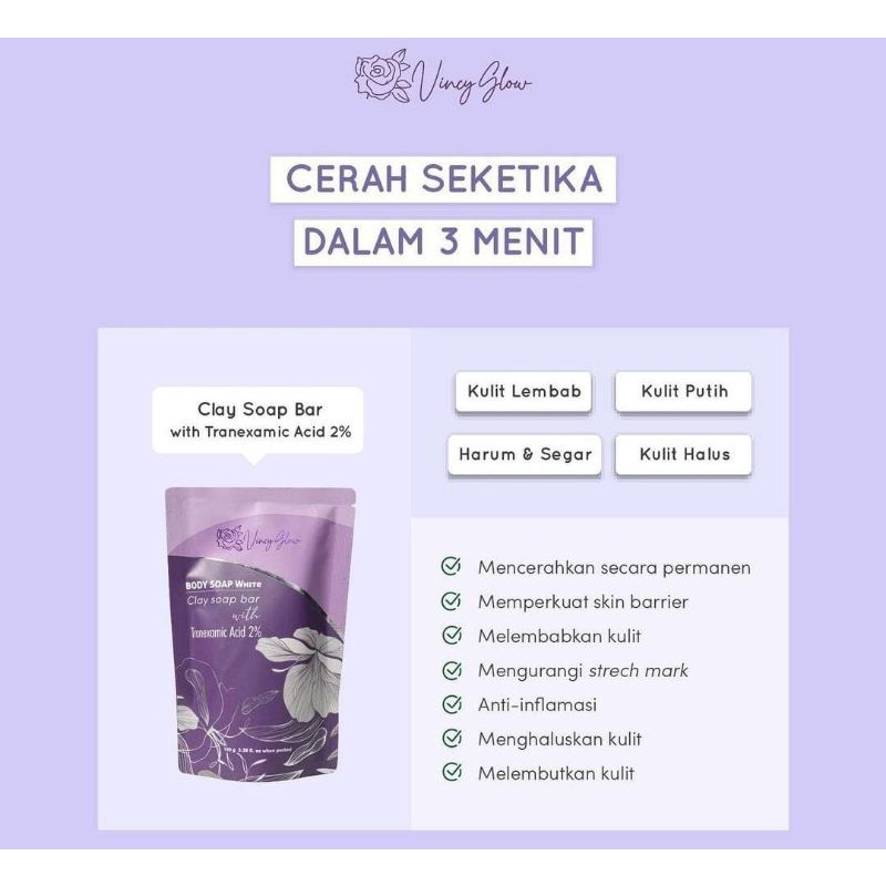 BODY SOAP WHITENING BAR VINCY GLOW