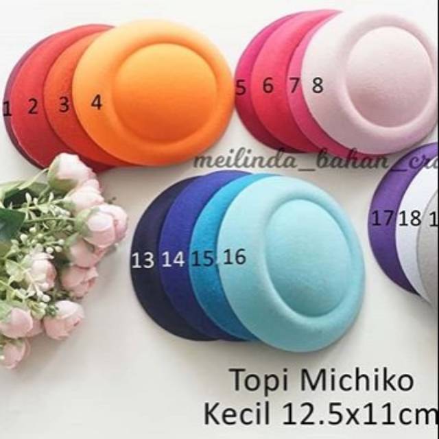 topi michiko kecil topi polos wanuta hiasan topi fascinator aksesoris rambut jual per pcs
