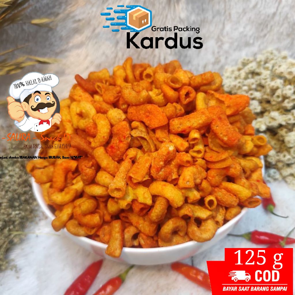 

[125g] MAKARONI BANTET PEDAS / RENYAH dgn TABURAN DAUN BAWANG |CEMILAN MURAH GRATISONGKIR